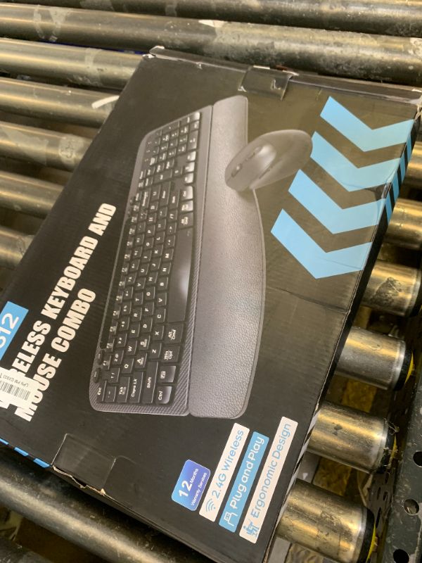 Photo 1 of Wireless Keyboard and Mouse Combo, Wave Keys Full-Sized Ergonomic Keyboard with Cushioned Plam Rest, Phone Holder, Comfortable Natural Typing, 2.4G Cordless Set for Computer, Laptop, PC, Mac, Windows