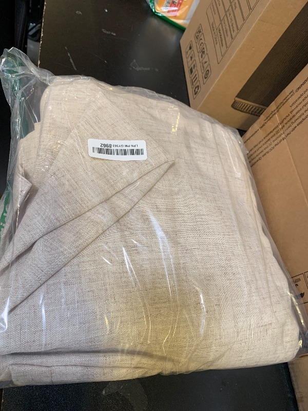 Photo 1 of 100% Blackout Neutral Curtains for Living Room 96 Inches Long 8 ft Faux Linen Rustic Country Drop Cloth Drape Dark Out Curtain for Bedroom Thermal Insulated 52x96 Floor to Ceiling Length 2 Panel Beige