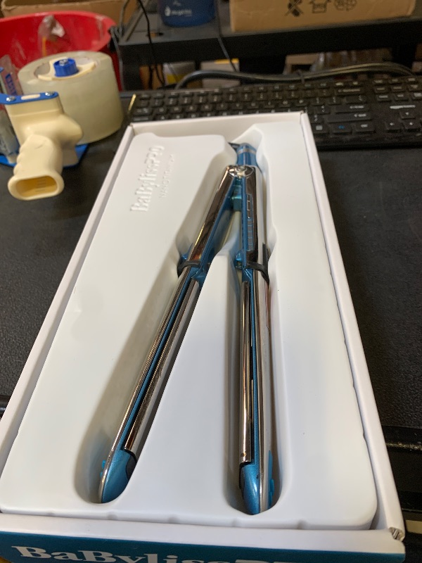Photo 1 of BabylissPRO Nano Titanium Prima Ionic Hair Straightener, Curl and Straighten Hair With One Professional Tool, Blue