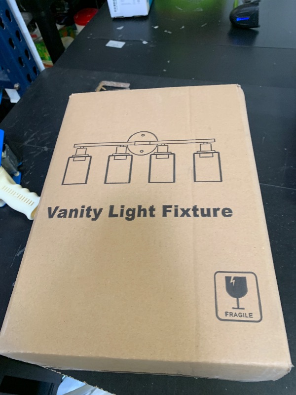 Photo 1 of 4-Light Bathroom Light Fixtures, Brushed Nickel Modern Vanity Lights Over Mirror with Clear Glass Shade, Bathroom Wall Lamp for Mirror Kitchen Living Room Hallway Cabinet Porch Bedroom Reading room