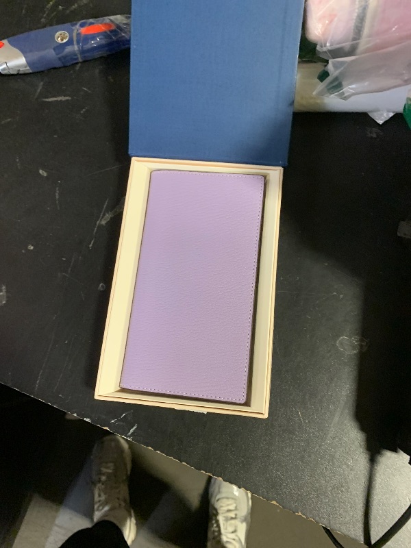 Photo 1 of SLG D9 French Chevere Sully Leather Wallet Case for iPhone 14 Pro Max - Handcrafted Diary Style with Card Holders and Side Cash Pocket, Gift Box Included (Lavenda) Lavender