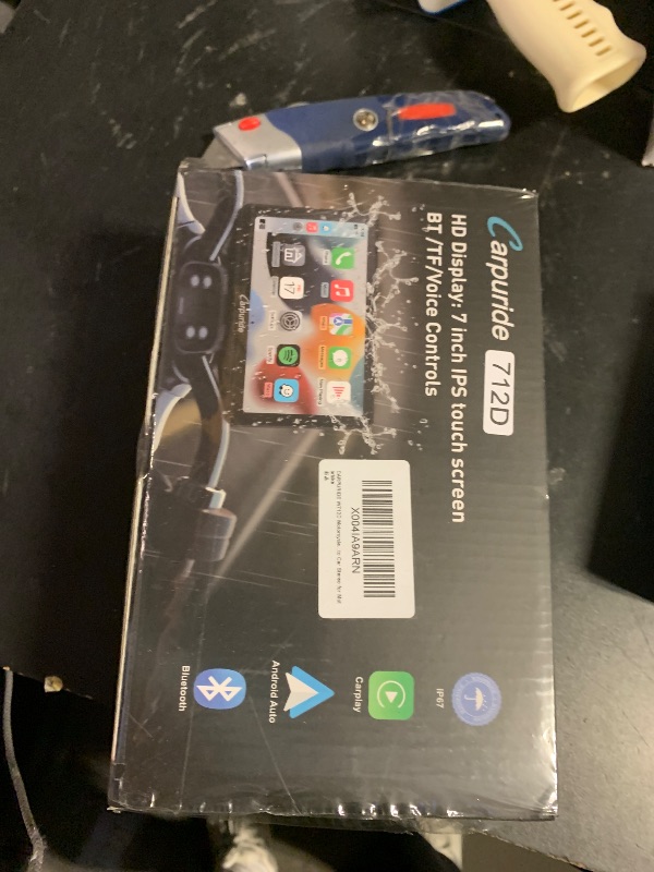 Photo 1 of Carpuride W712D Motorcycle Carplay Screen with HD 1080 Dual Dash Cam, Wireless Car Play and Android Auto, 7" Waterproof Rotatable Navigation Touchscreen, Loop Recording, Bluetooth, Wired Controller