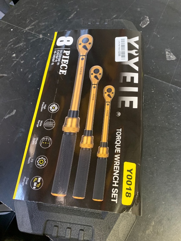 Photo 1 of 1/4 3/8 1/2-inch Drive Click Torque Wrench, 8Pcs Torque Wrench Set 10-230in.lb, 5-50ft.lb, 10-180ft.lb with Adapters, ±3% Accuracy, 72-Tooth Dual Scale Torque Wrenches for Bike, Moto, Car Repair