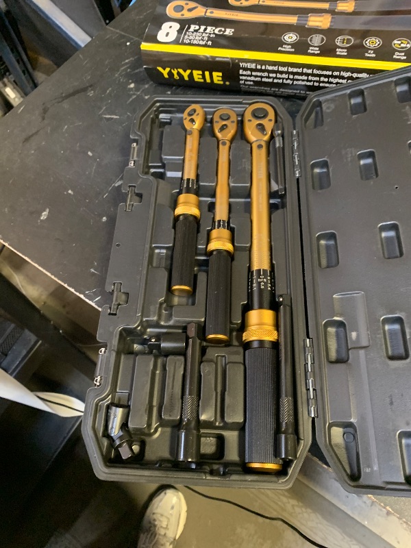 Photo 1 of 1/4 3/8 1/2-inch Drive Click Torque Wrench, 8Pcs Torque Wrench Set 10-230in.lb, 5-50ft.lb, 10-180ft.lb with Adapters, ±3% Accuracy, 72-Tooth Dual Scale Torque Wrenches for Bike, Moto, Car Repair