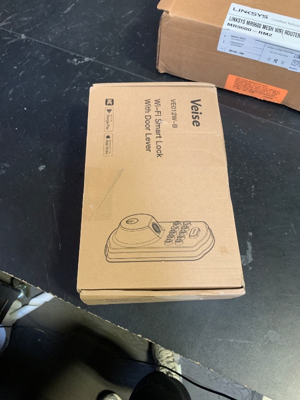 Photo 1 of Veise VE012W-B Wi-Fi Fingerprint Smart Lock with Handle Set, Remote App Control, Keyless Entry Front Door Lever, Built-in WiFi No Hub Needed, Backlit Keypad Deadbolt, Auto-Locking, Matte Black