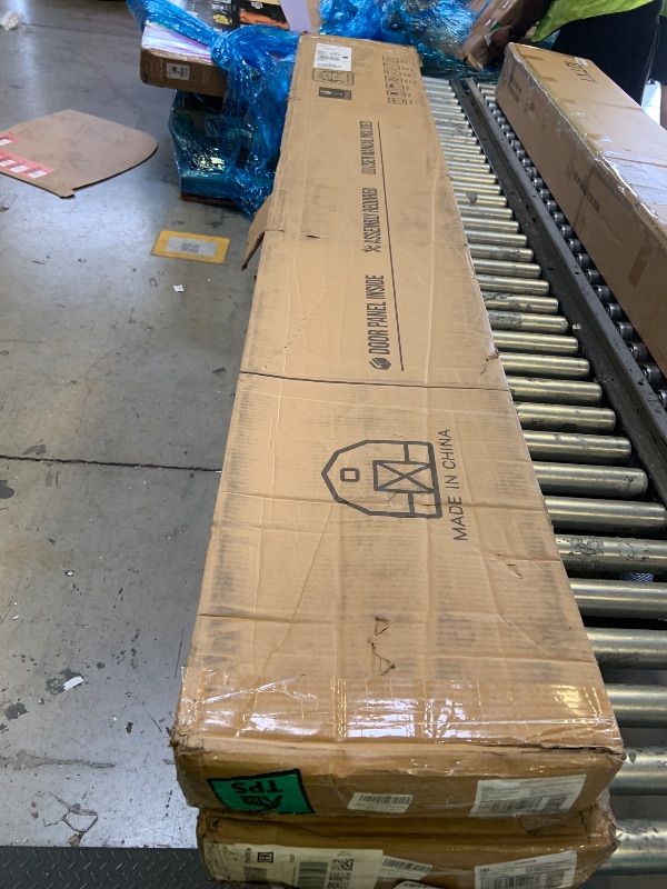 Photo 1 of ROYMELO 24x84 Inch Glass Sliding Barn Door Slab and 4ft Hardware Kit Included, 5 Frosted Glass, LVL Wood Panel Covered with White Water-Proof Scratch-Proof PVC Surface, Simple DIY Assembly