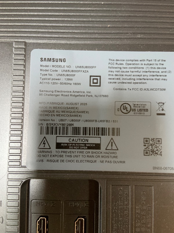 Photo 1 of Samsung 65-Inch Class Crystal UHD U8000F 4K Smart TV (2025 Model) Endless Free Content, Crystal Processor 4K, MetalStream Design, Knox Security, Alexa Built-in