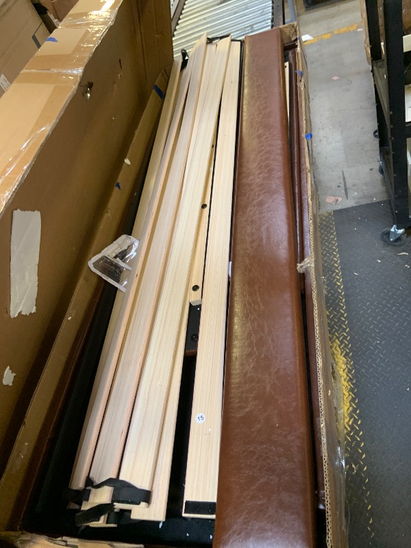 Photo 1 of Bronx Modern PU Leather Uphosltered Entryway Ottoman Bedroom Bench, Brown
