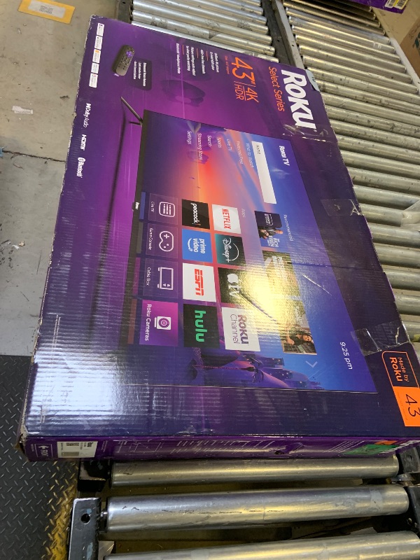 Photo 1 of Roku Smart TV – 43-Inch Select Series, 4K HDR TV – RokuTV with Enhanced Voice Remote – Flat Screen LED Television with Wi-Fi for Streaming Live Local News, Sports, Family Entertainment