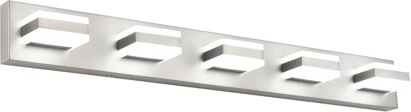 Photo 1 of SOLFART 5 Light Bathroom Vanity Light Brushed Nickel Bathroom Vanity Light Fixtures Over Mirror Led Lights for Restroom Nickel