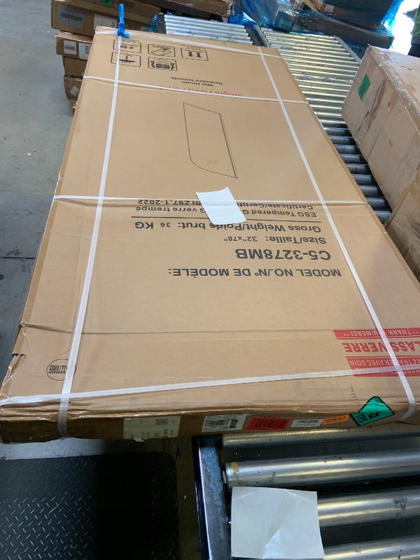 Photo 1 of Glass Shower Panel, 32" W x 78" H Semi-Framed Fixed Shower Glass Panel in Matte Black with 5/16"(8mm) Clear Tempered Glass Door, Simple Shower Door Panel for Bathroom (factory sealed) 