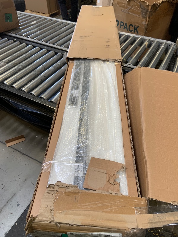 Photo 1 of ROYMELO 48x84 Inch Glass Sliding Barn Door Slab and 8ft Hardware Kit Included, 5 Frosted Glass, LVL Wood Panel Covered with White Water-Proof Scratch-Proof PVC Surface, Simple DIY Assembly (factory sealed) opened for quality check