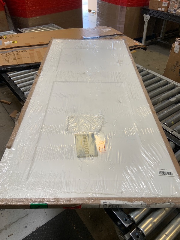 Photo 1 of JUBEST 36"x80" 2-Panel Shaker Style White Primed Hollow Core Interior Molded Door Slab, NOT Pre-drilled and NOT Included Hardware, Pre-Assembled Interior Door for Pantry, Laundry, Closet (chipping in corner)
