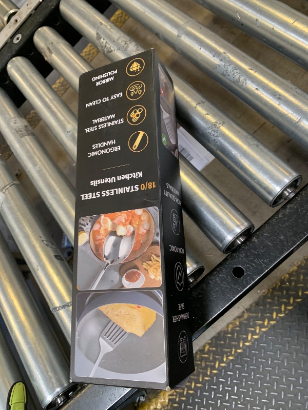 Photo 1 of 4 Pcs Cooking Utensils Set, Stainless Steel Kitchen Utensils, Heat Resistant Metal Kitchen Tools Include Solid & Slotted Turner Wok Spatula, Serving Spoon, Ergonomic Handle, Easy to Clean, Silver