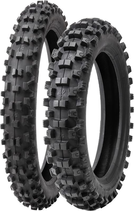 Photo 1 of Tusk EMEX T-35® Soft/Intermediate Terrain Dirt Bike Front and Rear Tire Set – Front 80/100x21 & Rear 120/90x18 – Deep Tread Off-Road Trail Tires – Tube Type Motocross Motorcycle Tires
