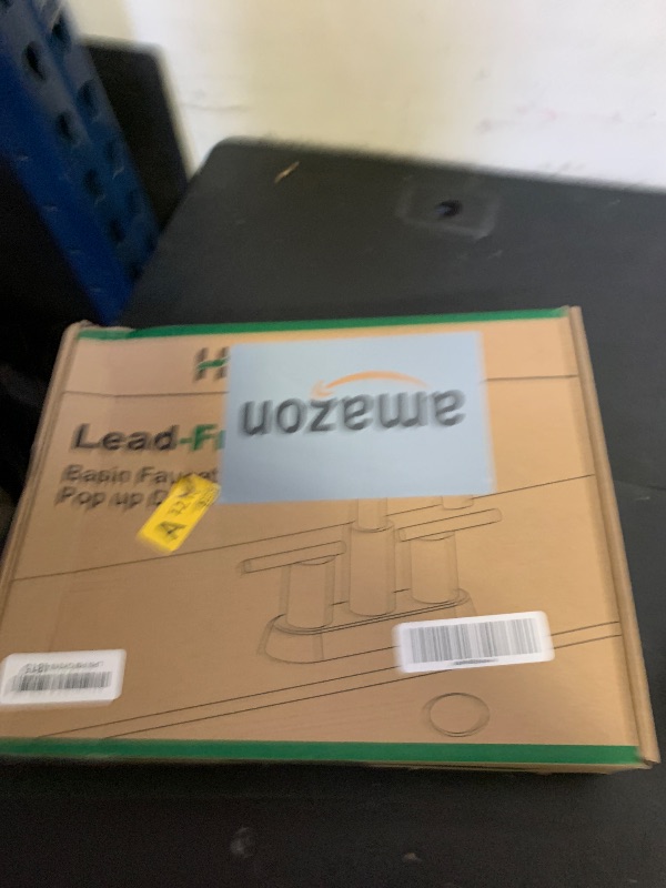 Photo 1 of Hurran 4 Inch Bathroom Faucet for Sink 3 Hole, Matte Black Bathroom Faucet with Pop-up Drain and 2 Supply Hoses,Stainless Steel Lead-Free 2-Handle Centerset Faucet for Sink Vanity RV