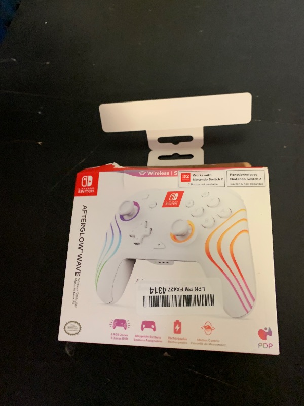 Photo 1 of PDP Gaming Afterglow Wave Wireless Nintendo Switch Pro Controller - Officially Licensed, Nintendo Switch 2, Switch Lite/OLED, RGB LED Customization, App Controls, Rechargeable Battery Power - White