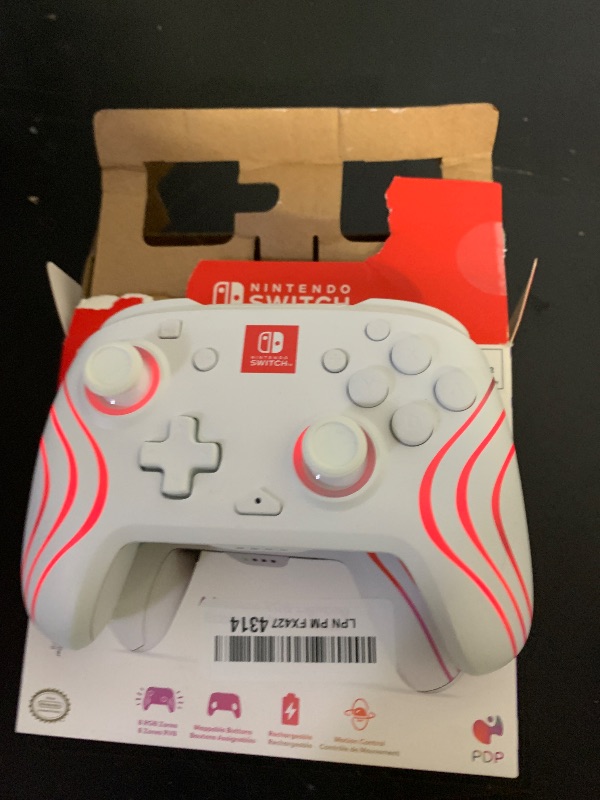 Photo 1 of PDP Gaming Afterglow Wave Wireless Nintendo Switch Pro Controller - Officially Licensed, Nintendo Switch 2, Switch Lite/OLED, RGB LED Customization, App Controls, Rechargeable Battery Power - White