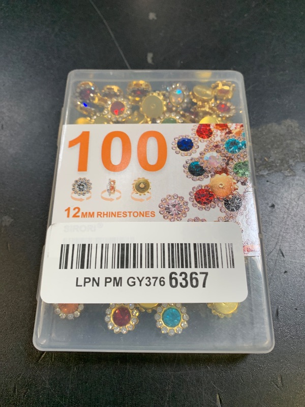 Photo 1 of 100Pcs 12MM Rhinestones for Crafting Crystal Rhinestone for Crafts Bulk Metal Flat Back Clothes Rhinestones for Bedazzling (Assorted)