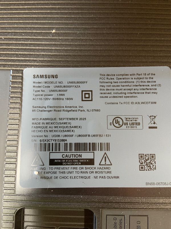 Photo 1 of Samsung 65-Inch Class Crystal UHD U8000F 4K Smart TV (2025 Model) Endless Free Content, Crystal Processor 4K, MetalStream Design, Knox Security, Alexa Built-in