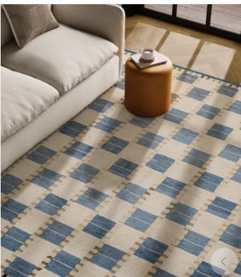 Photo 1 of Jaris 8 x 10 Rug - Blue Quilt Checks
