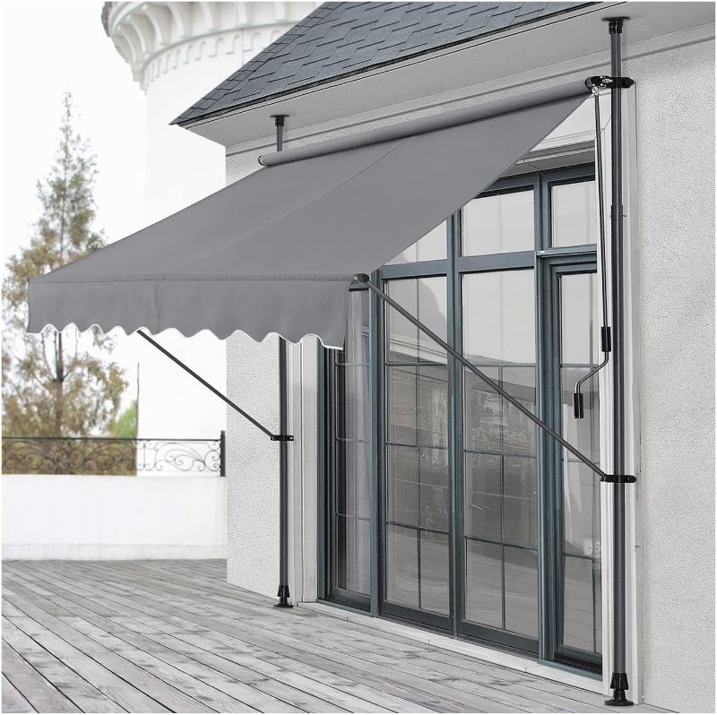 Photo 1 of Patio Awning Retractable Fully Assembled,Manual Retractable Outdoor Awning,?Manual Commercial Grade Awnings?with PU Coating?Easy-to-Adjust, Weather and UV Resistant ( Color : C , Size : W4m(157.48in)
