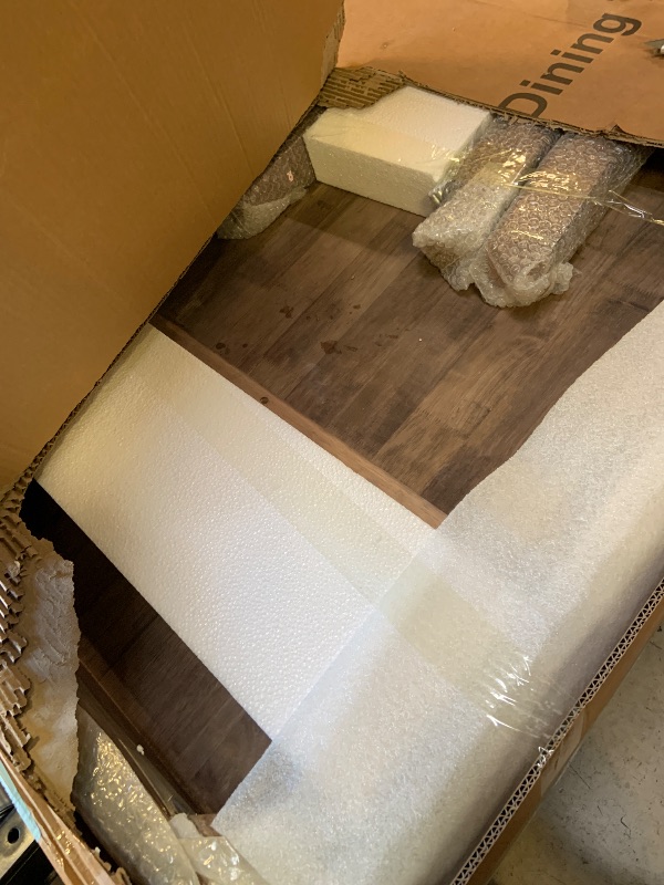 Photo 1 of MORDEER 70.8 Inch Solid Wood Dining Table for 6-8, Farmhouse Table with Smooth Surface, Large Rectangular Kitchen Dinner Table for Restaurant, Living Room, Kitchen, Easy Assembly, Walnut