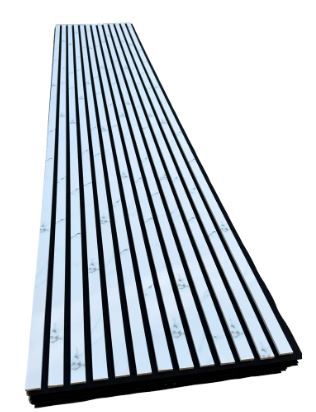 Photo 1 of White Marble Acoustic Wood Slat Wall Panel, Soundproof Home Decor 4 pack