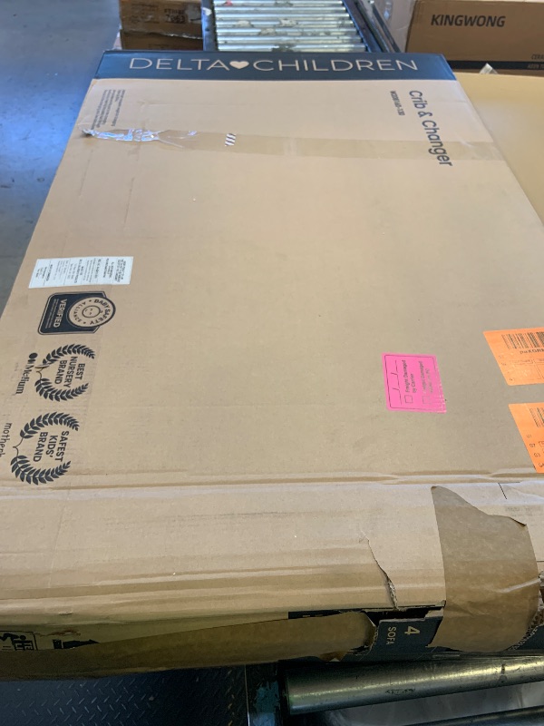 Photo 1 of Delta Children Maya 5-in-1 Convertible Crib and Changer with Storage, Converts to Toddler Bed, Daybed, Sofa & Full Bed, Fits Standard Crib Mattress, 3 Mattress Heights for Baby Nursery, Bianca White