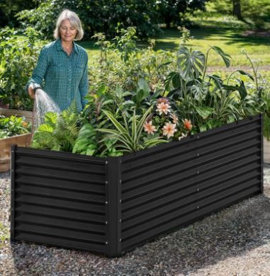 Photo 1 of 2 Pcs 8x4x2ft Metal Raised Garden Bed Kit with Safe Edge Curling Design

