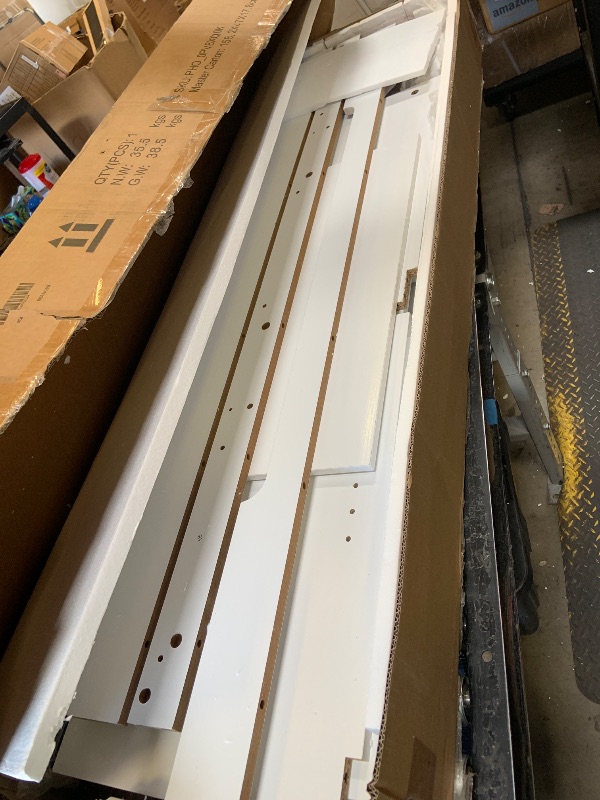 Photo 1 of IDEALHOUSE Farmhouse Tv Stand for 65 inch TVs, Entertainment Center with Sliding Barn Doors and Adjustable Shelf, Modern Storage Media TV Console TV Stand Table for Living Room, Bedroom, White & Brwon