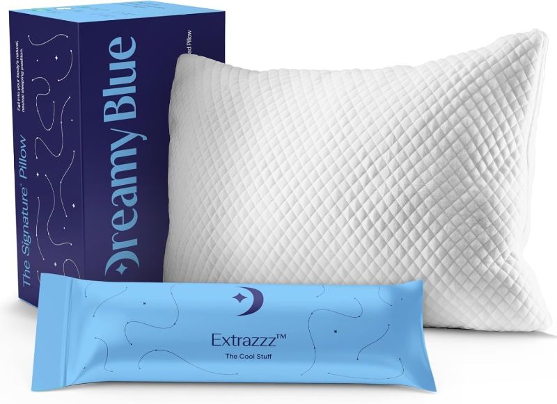 Photo 1 of DreamyBlue Signature Pillow w/Adjustable Loft • Shredded Memory Foam Fill • Neutral Alignment for Side, Back, and Stomach Sleepers • Washable Bamboo Rayon Cover • CertiPUR-US Certified Foam (King)
