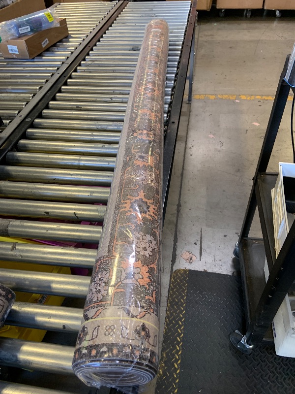 Photo 1 of 6' x 9' Durable Vinyl Rugs for Living Room, Vintage Floral Pattern for Dining Room, Bedroom, Home Office, Bobo Green Non-Slip Large Rugs for Indoor&Outdoor RV, Deck, Backyard, Balcony,Home Decor