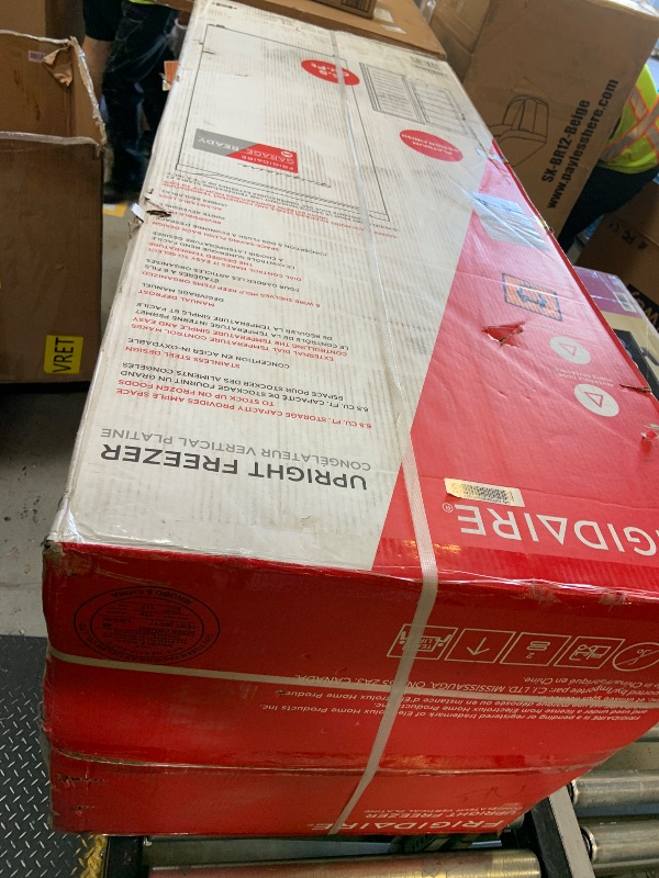 Photo 1 of Frigidaire Upright Freezer, 6.5 cu. ft., Deep Freeze, Vinyl Coated Metal with Wire Shelving, Compact for Kitchen, RV, Dorm, Cabin, and Trailer, Platinum Design Series, Silver - 21D x 23W x 56H (factory sealed)