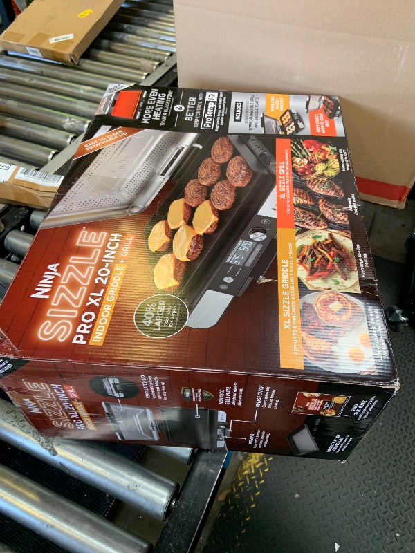 Photo 1 of Ninja Sizzle Pro XL 20-Inch Indoor Griddle + Grill, Detachable Ventilated Lid, Grease Control, Ceramic Nonstick Plates, Even Edge Cooking, Extra Large Capacity, Versatile, Silver, GX101