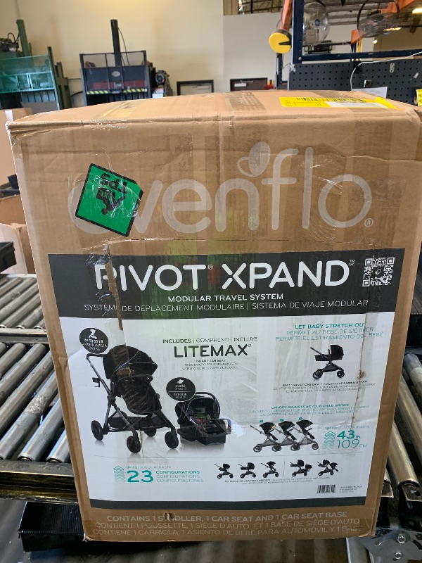 Photo 1 of Evenflo Pivot Xpand Modular Travel System with LiteMax Infant Car Seat (Ayrshire Black)