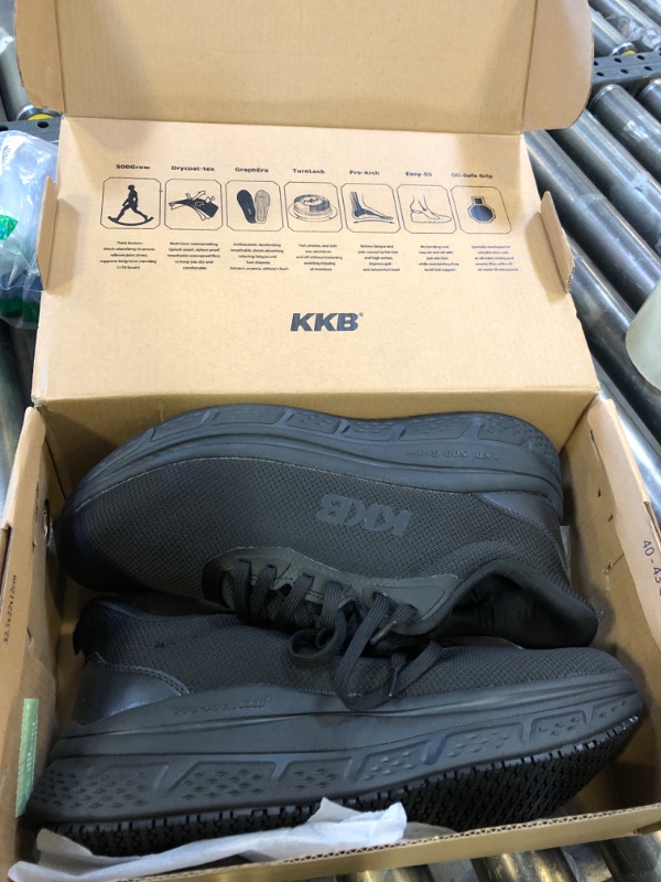 Photo 1 of KKB Oil-Safe Grip Men's Non Slip Work Shoes Slip Resistant Waterproof Slip On Sneakers for Kitchen Restaurant Chefs Nurses with Arch Support Convenient Sapatos de Trabajo para Hombre Black Men 9.5
