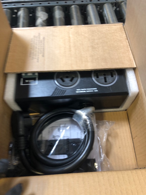 Photo 1 of Smart Dryer Splitter for EV and Dryer, 240V Auto Power Switch for Dryer Outlet, 3-Color LED Ring, 3.4" LCD Display, No Rewiring Needed, NEMA 10-30 Plug, NEMA 10-30 & NEMA 14-50 Outlets (24 Amp)