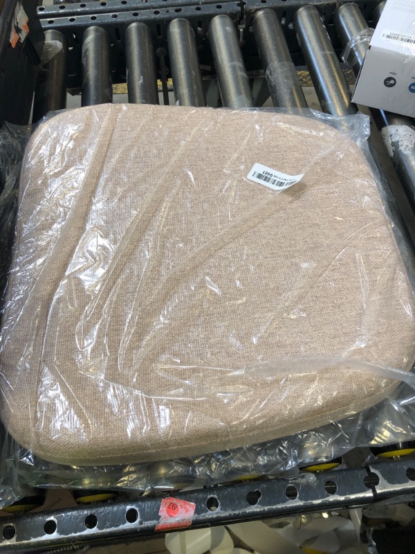 Photo 1 of Shinnwa Dining Chair Cushions Set of 4, Patented Design Memory Foam Seat Cushions for Dining Chairs with Ties and Washable Cover, 4 Pack, 17" x 16" x 2", Natural Linen