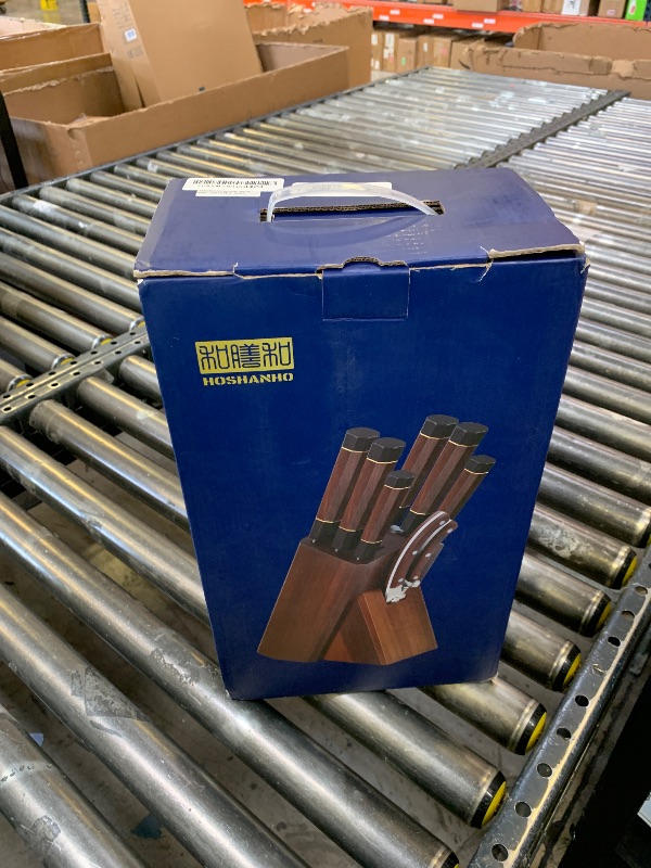 Photo 1 of HOSHANHO 8 Pieces Knife Set, Japanese High Carbon Steel Kitchen Knives Set with Block, Hand Forged Ultra Sharp Chef Knife Set with Ergonomic Rosewood Handle