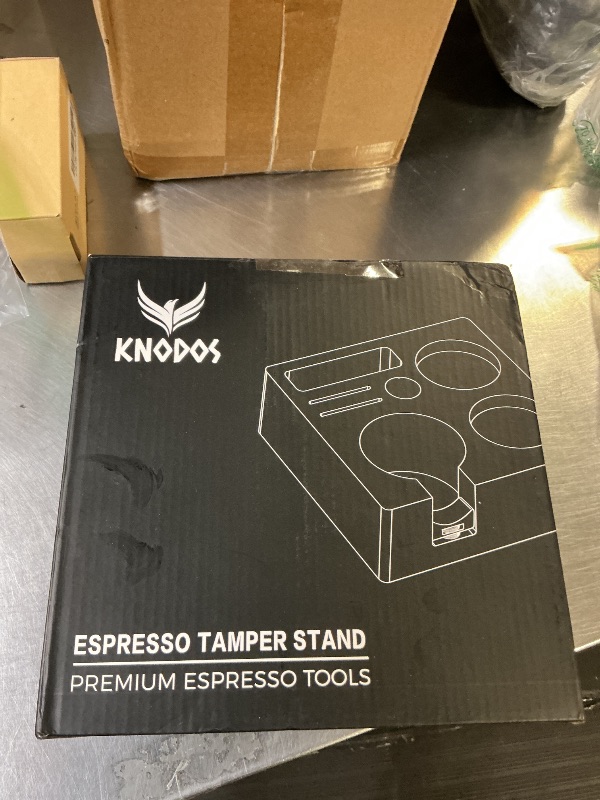Photo 1 of KNODOS 58mm Tamper Station V3 Walnut Portafilter Holder Compact Espresso Organizer with Multi Accessory Storage Espresso Machine Accessories for Coffee Bar
