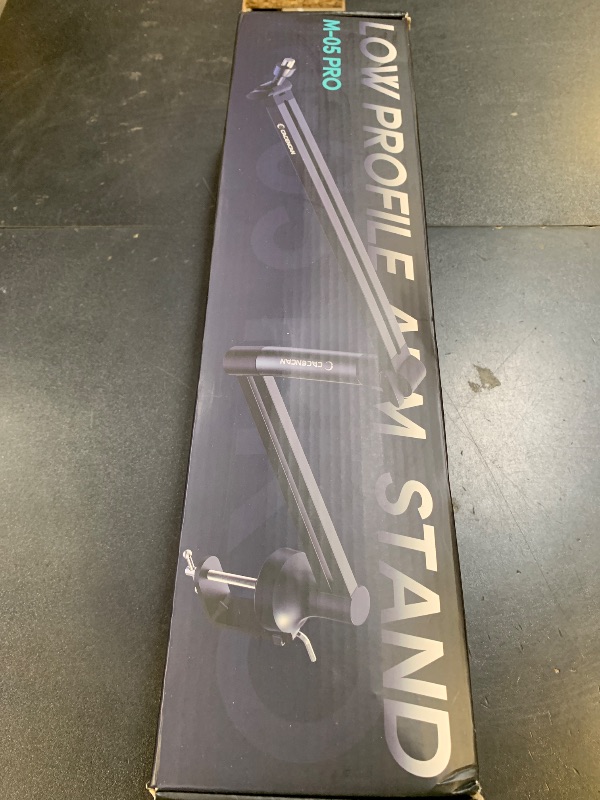 Photo 1 of Low Profile Mic Arm, 360° Rotatable Microphone Boom Arm Mic Stand for Fifine AM8 K669B Blue Yeti HyperX shure sm7b SoloCast AT2020, with Mic Clip 3/8" to 5/8", Black