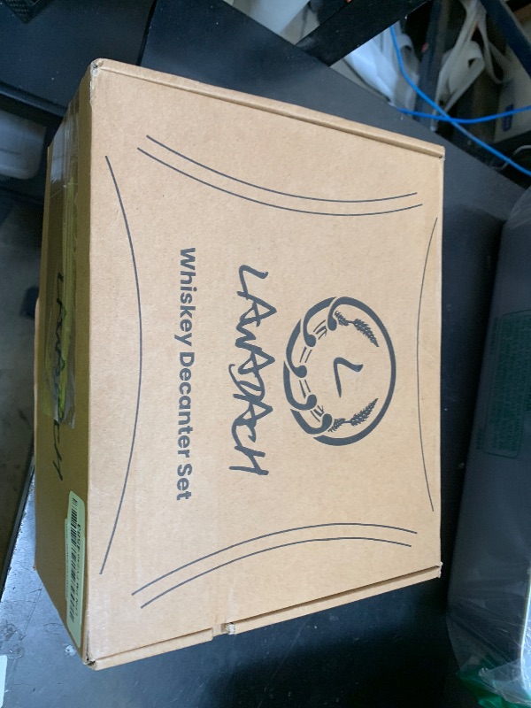 Photo 1 of LAWADACH Whiskey Decanter for Men, Glass Liquor Decanter Set with 2 Whiskey Glasses, Decanter for Tequila,Bourbon, Scotch, Brandy and Vodka, Gift for Men, Ideal Home Bar Decor - 28oz