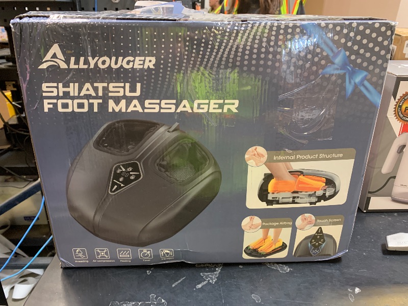 Photo 1 of ALLYOUGER Shiatsu Foot Massager with Heat,Vibration,Air Compression and Deep Kneading for Plantar Fasciitis, Neuropathy,Improve Foot Wellness,Gifts for Women & Men?Black?