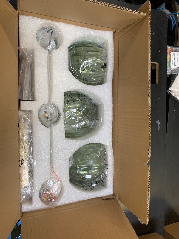 Photo 1 of VbiTmn Gold Bathroom Light Fixtures, 3 Light Vintage Vanity Lights, Antique Brass Brushed Gold Finish, Crystal Green Glass Shade, Mid Century Wall Sconces for Bedroom, Living Room, Hallway