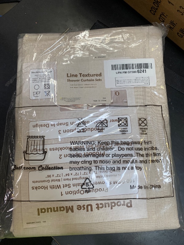 Photo 1 of Ga-Geetopia Extra Long Linen Textured Shower Curtain Set with Hooks, Beige Boho Farmhouse Bath Shower Curtains for Bathroom Neutral Cloth, Hotel Luxury, Weighted, 72W x 96L, Cream