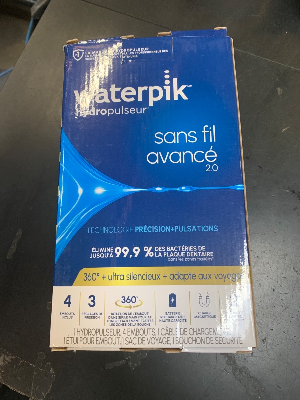 Photo 1 of Waterpik Cordless Advanced 2.0 Water Flosser For Teeth, Gums, Braces, Dental Care With Travel Bag and 4 Tips, ADA Accepted, Rechargeable, Portable, and Waterproof, White WP-580, Packaging May Vary