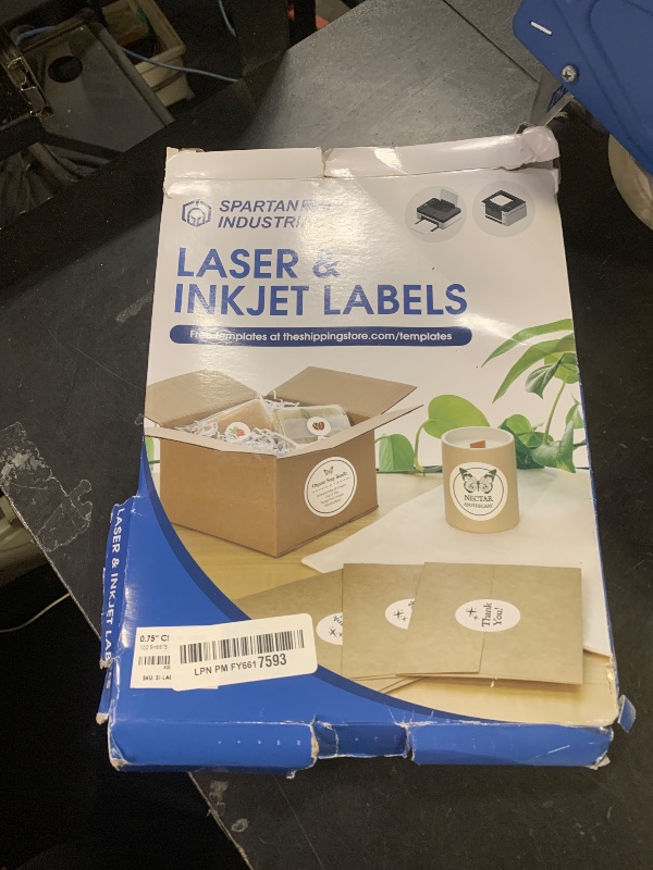 Photo 1 of 0.75" Printable Round Labels for Inkjet and Laser Printers - 10800 Blank Stickers, 100 Sheets for Price Tags, Thank You Stickers, QR Codes, Business Logos - Spartan Industrial Template C001
