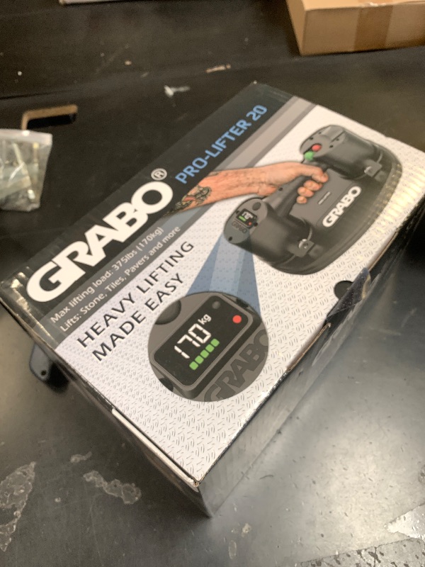 Photo 1 of GRABO PRO-Lifter-20 Electric Vacuum Suction Cup (2021) For Tiles, Stone, Wood, Glass, Concrete Pavers, Drywall. Lifts up to 375lbs with Auto Shut-OFF Switch. Incl: 1 Battery,1 Seal, Charger, Carry Bag