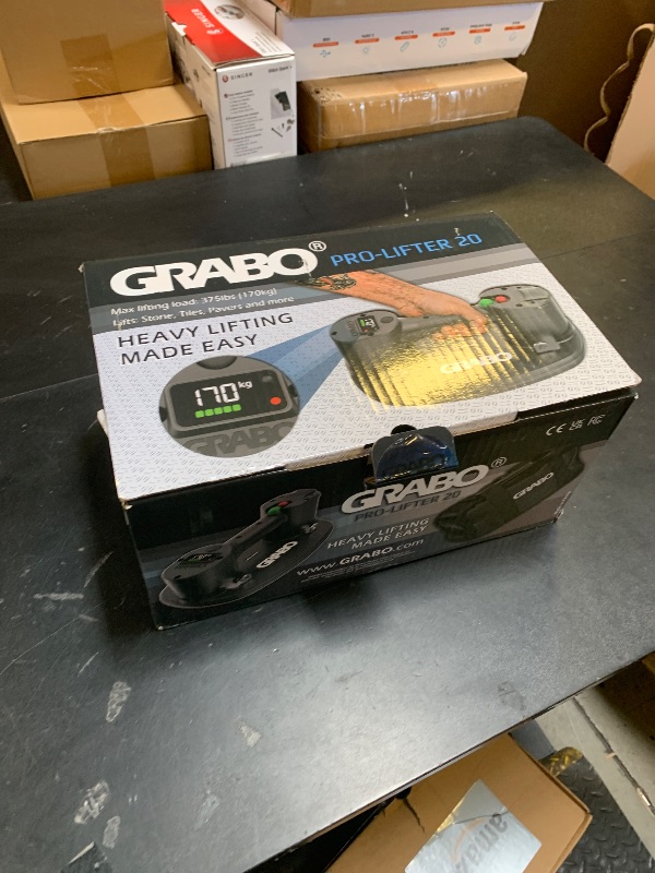 Photo 1 of GRABO PRO-Lifter-20 Electric Vacuum Suction Cup (2021) For Tiles, Stone, Wood, Glass, Concrete Pavers, Drywall. Lifts up to 375lbs with Auto Shut-OFF Switch. Incl: 1 Battery,1 Seal, Charger, Carry Bag